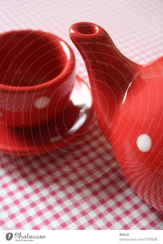 dots pot Heißgetränk Geschirr Tasse Stil Spielen Kinderspiel Gastronomie Spielzeug retro rot weiß Café Porzellan Dinge Tee Teeservice servieren kredenzen