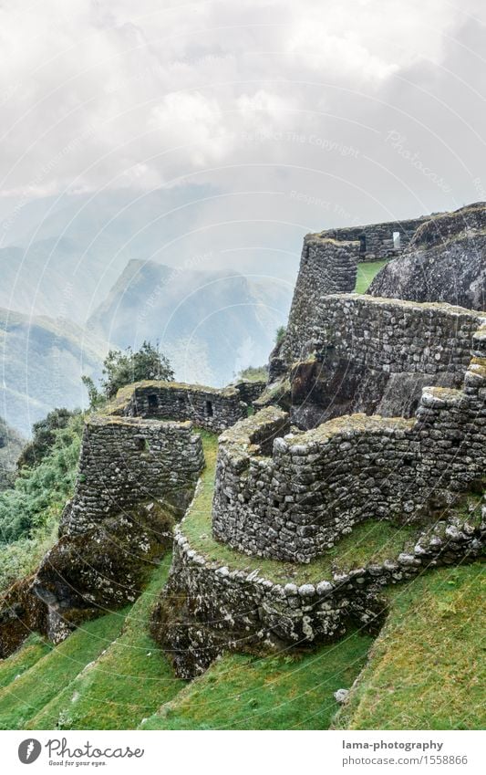 Im Reich der Inka Ferien & Urlaub & Reisen Tourismus Ausflug Abenteuer Machu Pichu Cuzco Peru Südamerika Ruine Bauwerk Festung Mauer Wand Sehenswürdigkeit