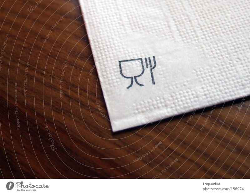 Essenz Kommunizieren Symbol bester komunikation Serviette tisch Restaurant braun weiss Papier Gabel