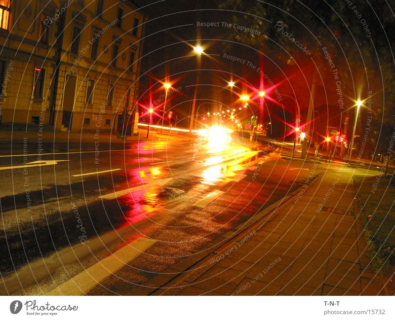 Kreuzung #3 Nacht Langzeitbelichtung Ampel Geschwindigkeit Straße Mischung