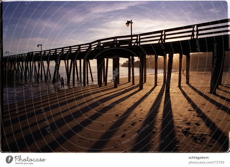 capitola, californien Steg Anlegestelle Strand Meer Sonnenuntergang Kalifornien Nordamerika Schatten