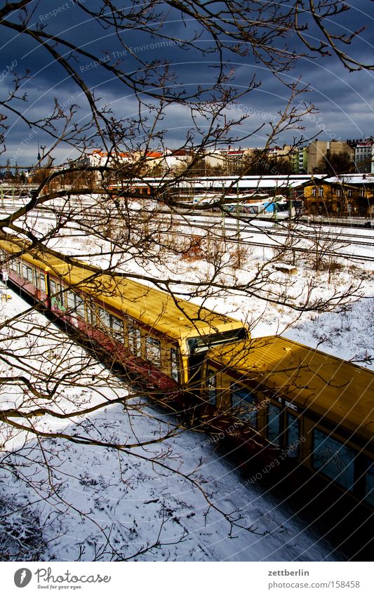 Berliner Winter Schneedecke S-Bahn Horizont Skyline Gleise Eisenbahn Güterverkehr & Logistik Versorgung Öffentlicher Personennahverkehr Verkehr