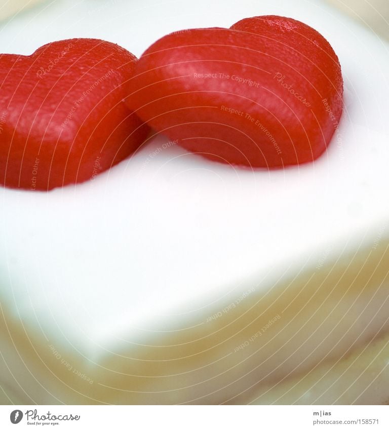 kitschig-köstliches Doppelherz Herz Liebe Valentinstag Romantik Kuchen Flitterwochen Verlobung Partnerschaft Liebeskummer rot Gastronomie Backwaren Marzipan