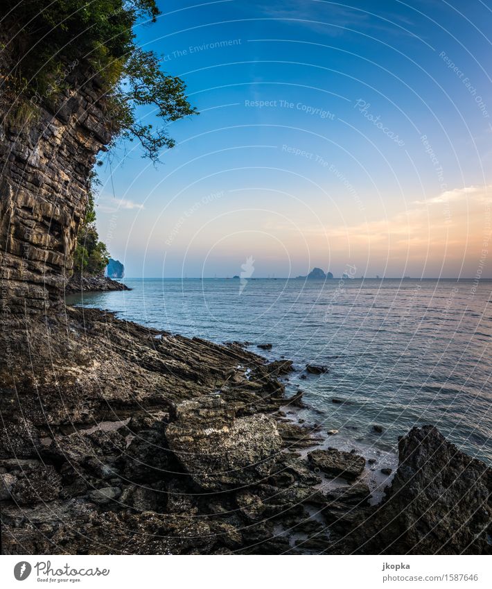 Felsküste Thailand ruhig Abenteuer Ferne Sommerurlaub Meer Wohnung Natur Landschaft Schönes Wetter Felsen Küste Seeufer Bucht Andamanensee Farbfoto