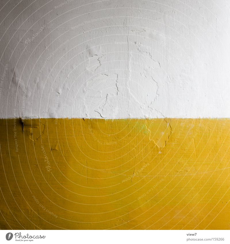 Einerlei weiß gelb Farbe Anstrich Putz Oberfläche Auftrag Lack Wand Mauer Raum Ecke Kontrast Eigelb Detailaufnahme Flur Map