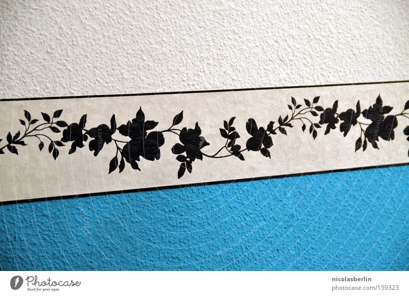 Weiß zu Blau Borte weiß blau schwarz Möbel Design Wand Tapete Dekoration & Verzierung gemütlich Blume Muster Streifen Kunst Kunsthandwerk Detailaufnahme schön