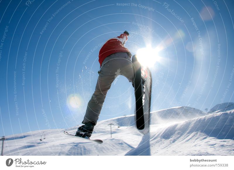 the harder you try... 360° Skifahren springen Drehung Ecke Gegenlicht Sonne Winter Schnee Wintersport Freestyle anstrengen Freude Weitwinkel Frankreich