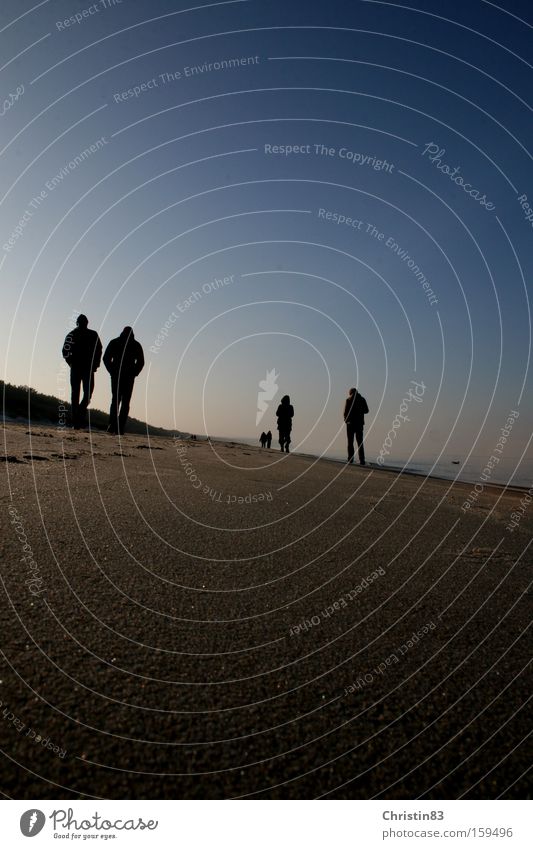 Spaziergang Meer Strand Mensch Himmel blau Ostsee ruhig Sand Glätte Erholung Usedom Winter Küste Polen Schönes Wetter