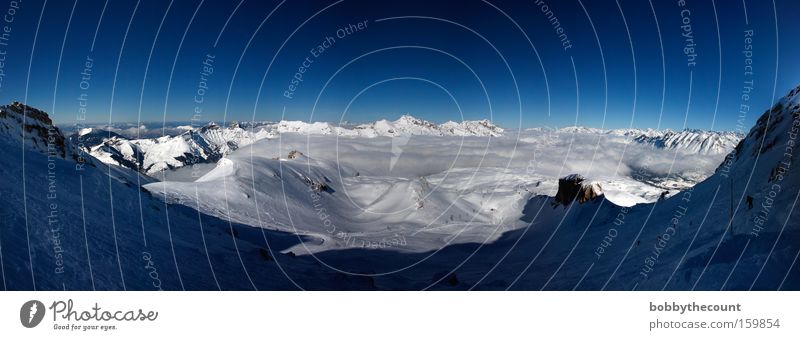 Über den wolken... weißer Zauber Schnee Panorama (Aussicht) Alpen Frankreich Wolken blau Himmel kalt Berge u. Gebirge Landschaft groß Panorama (Bildformat)