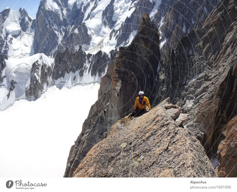 Granitplatte II Felsen Alpen Berge u. Gebirge Mont Blanc Schneebedeckte Gipfel Gletscher Erfolg oben sportlich Lebensfreude Kraft Willensstärke Macht Mut