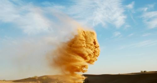 Sandgewirbel Himmel Monster Sturm wehen Wind Verwirbelung seicht verfallen produzieren Formation Wüste heiß Asien Erde auflösen formieren Strukturen & Formen