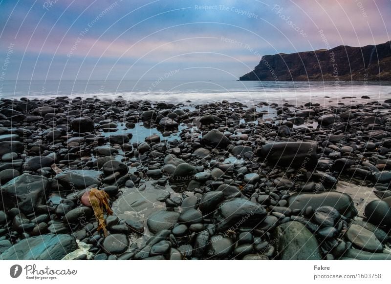 Talisker Bay Abenteuer Ferne Umwelt Natur Landschaft Urelemente Erde Sand Wasser Himmel Wolken schlechtes Wetter Wellen Küste Meer Insel Schottland Isle of Skye