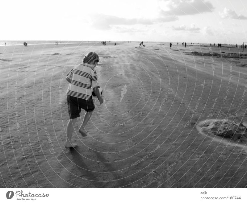 Abendstimmung an der Nordsee | ein Junge spielt Ball. Strand Spielen Sommer Ferien & Urlaub & Reisen Erholung Freizeit & Hobby Freude Landschaft laufen Bewegung