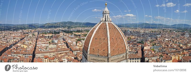 Dom in Florenz Stadt Stadtzentrum Architektur Sehenswürdigkeit blau braun mehrfarbig gelb grau grün orange rosa rot weiß Kuppeldach Kathedrale domkuppel Toskana