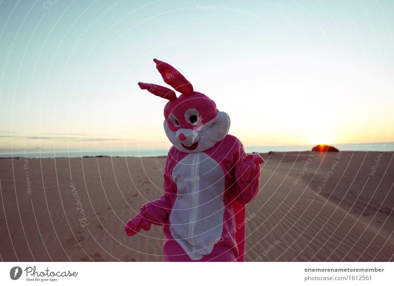 Wüste, was geht ab? Kunst ästhetisch Hase & Kaninchen Ostern Hasenohren Hasenpfote rosa Himmel Kostüm Ohr Freude spaßig Spaßvogel Spaßgesellschaft Tanzen