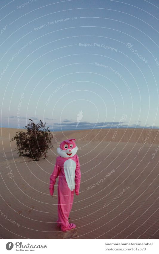 auf geht's... Kunst Kunstwerk Abenteuer ästhetisch Hase & Kaninchen Hasenohren Hasenzahn Hasenpfote rosa Blauer Himmel Kostüm verkleiden Freude Unsinn Sand