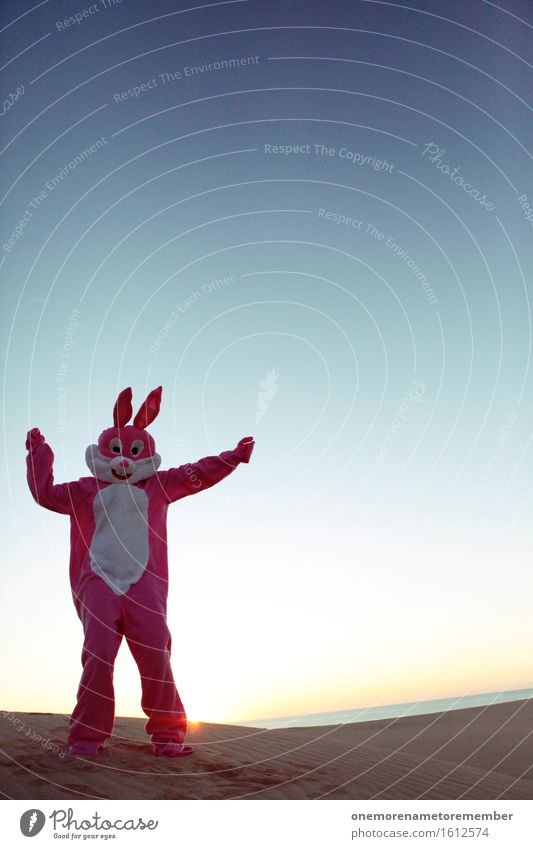 Samba Hase Kunst Kunstwerk ästhetisch Hase & Kaninchen Hasenohren Hasenjagd Hasenpfote rosa Blauer Himmel Karnevalskostüm verkleidet Kostüm Partystimmung