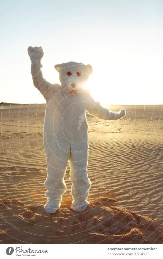 Eis Eis Baby I Kunst Kunstwerk ästhetisch Eisbär Bär Wüste Kostüm verkleidet Freude spaßig Spaßvogel Spaßgesellschaft Tanzen Partystimmung Sonnenstrahlen Sommer