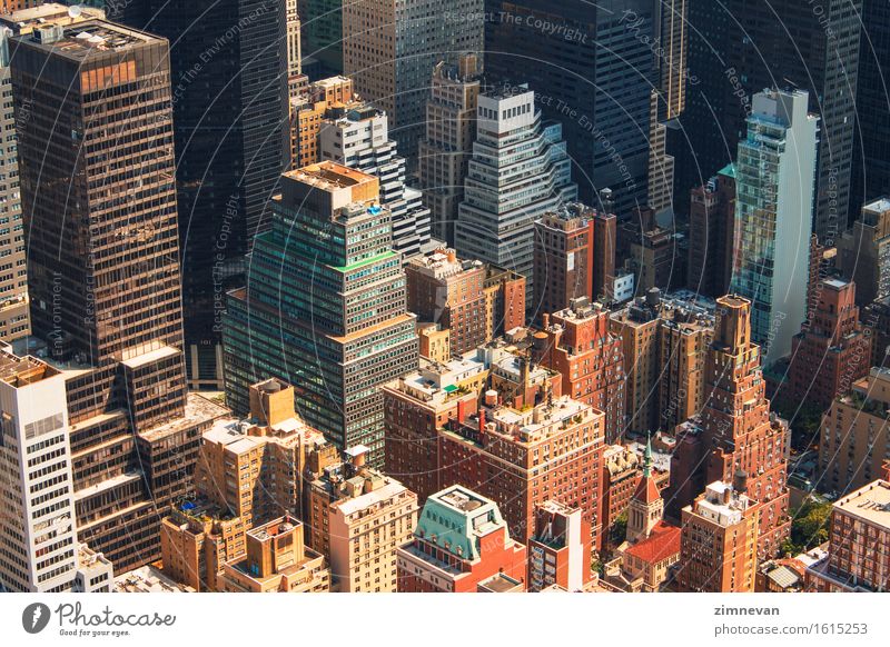New York City Manhattan Skyline Luftaufnahme Ferien & Urlaub & Reisen Tourismus Sightseeing Sommer Büro Business Stadt Stadtzentrum Hochhaus Gebäude Architektur