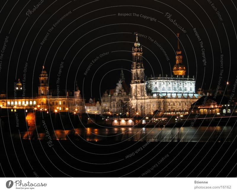 Dresden Altstadt Nacht Langzeitbelichtung historisch Canaletto-Blick