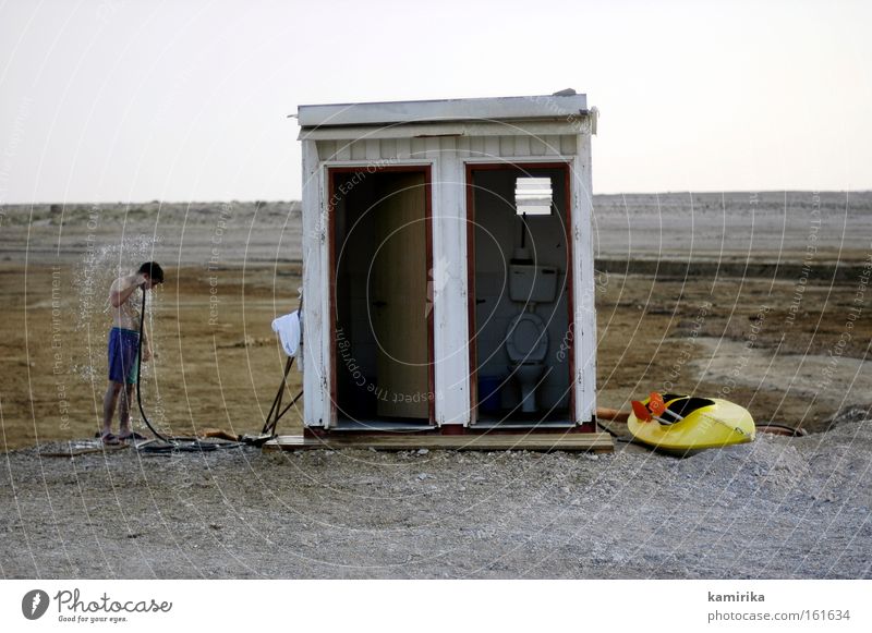 oase Wüste Meer Dürre Wasser Kajak salzig Israel steinig Dusche (Installation) Toilette Salz Unter der Dusche (Aktivität) Stranddusche West Bank