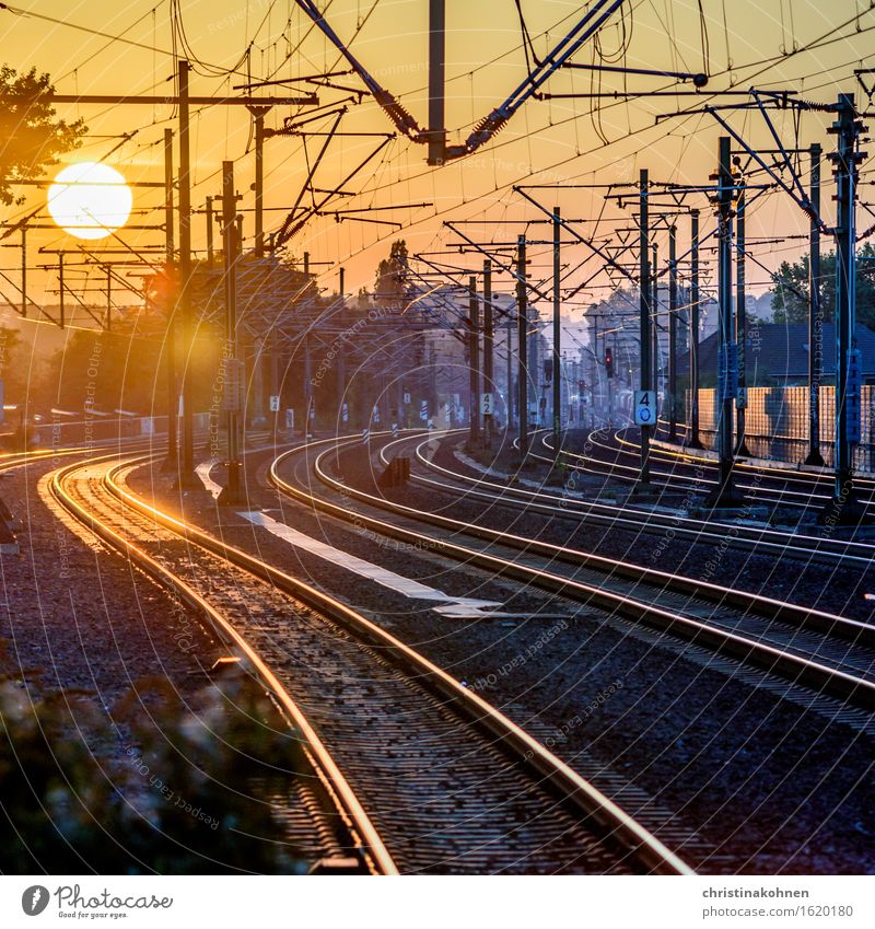 Fernweh - Sonnenuntergang über den Bahngleisen Ferien & Urlaub & Reisen Ferne Bahnfahren Güterverkehr & Logistik Technik & Technologie Schönes Wetter Köln
