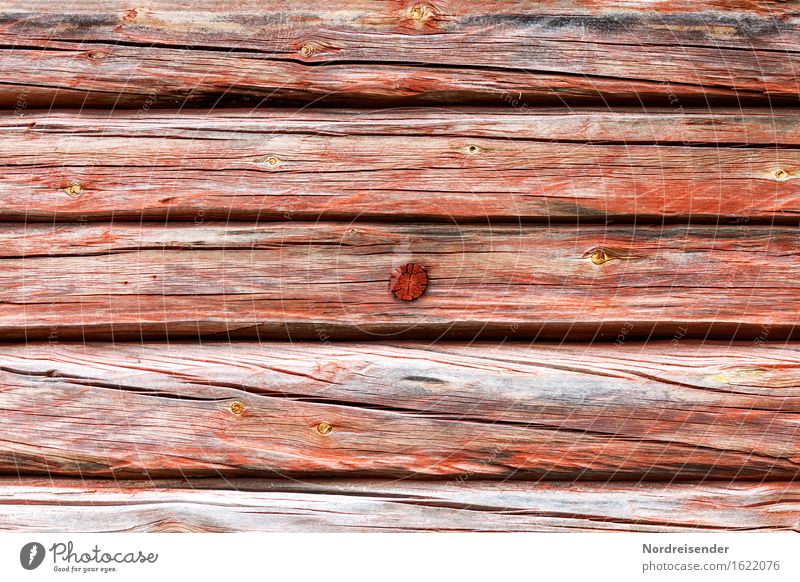 Holzstruktur Handwerk Hütte Gebäude Architektur Fassade Häusliches Leben nachhaltig grau rot authentisch Tradition Riss Strukturen & Formen Holzbrett Balken