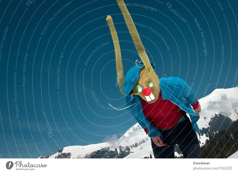 bang bang Schweiz Berge u. Gebirge Schnee hören Maske verkleiden Ostern Osterhase Alpen lustig verrückt Strumpfhose Ohr Hase & Kaninchen