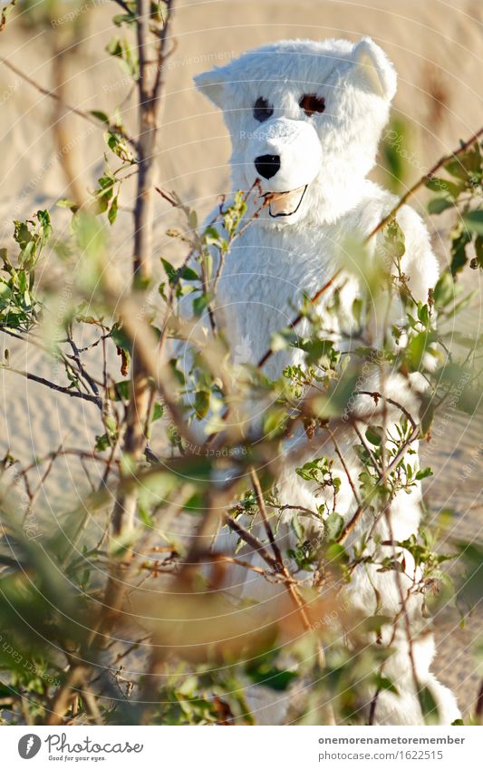 Top Versteck! Kunst ästhetisch Eisbär Sträucher Wüste verstecken Wildnis Kostüm Freude spaßig Spaßvogel Spaßgesellschaft verkleidet Farbfoto mehrfarbig