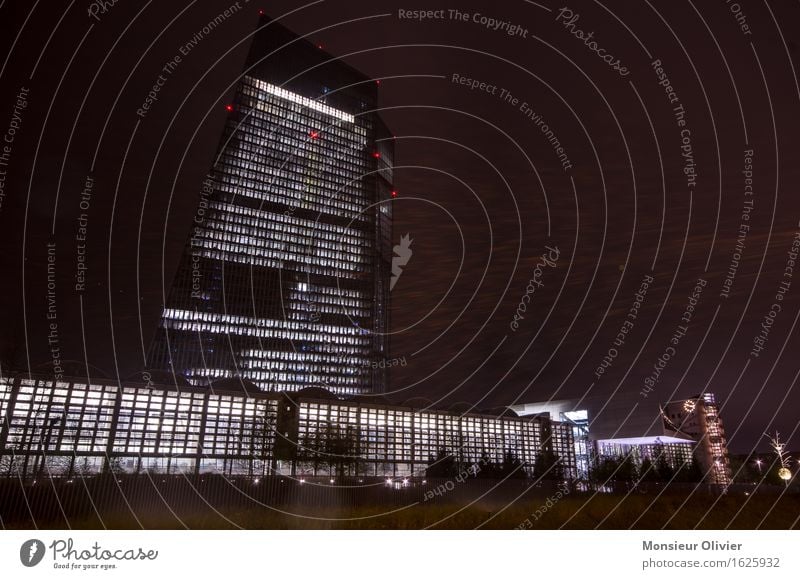 Europäische Zentralbank, Frankfurt, Germany, 2016 Frankfurt am Main Deutschland Stadtzentrum Skyline Hochhaus Architektur kalt schwarz Macht Nachtaufnahme ecz