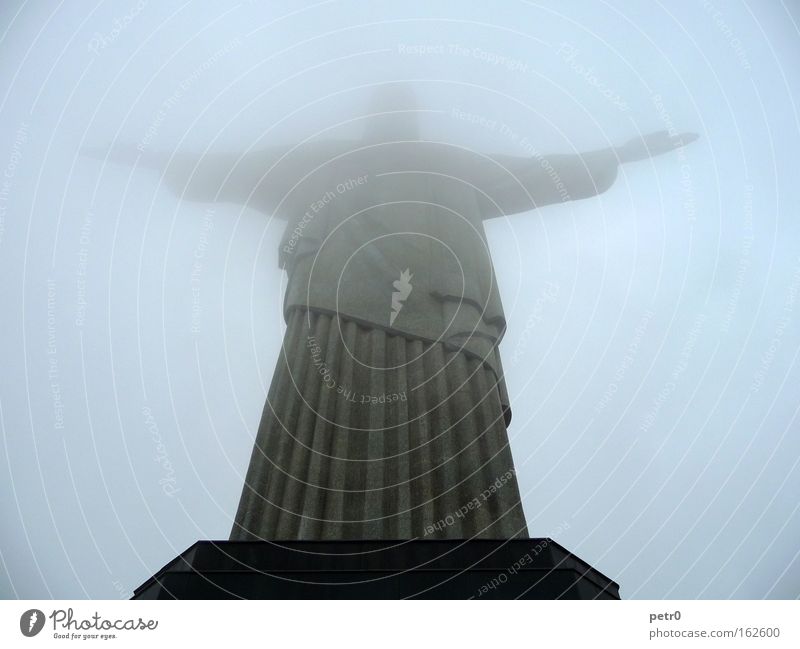 Im Nebel Corcovado-Botafogo Jesus Christus Statue Beton Wolken Rio de Janeiro Segnung geheimnisvoll Wahrzeichen Denkmal Vertrauen Christo redentor Segen