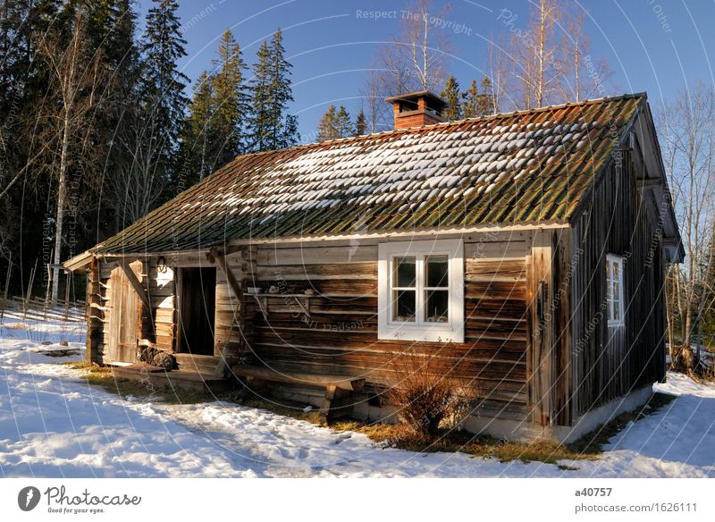 Hütte Schweden Haus Winter Schnee Schneewehe Dalarna Ferien & Urlaub & Reisen Trave Lifestyle Konzepte und Ideen Cottage Schneeflocke Außenaufnahme