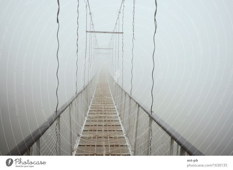 Brücke ins Nirgendwo Nebel Traurigkeit Seilbrücke Wunderwelt Wolken