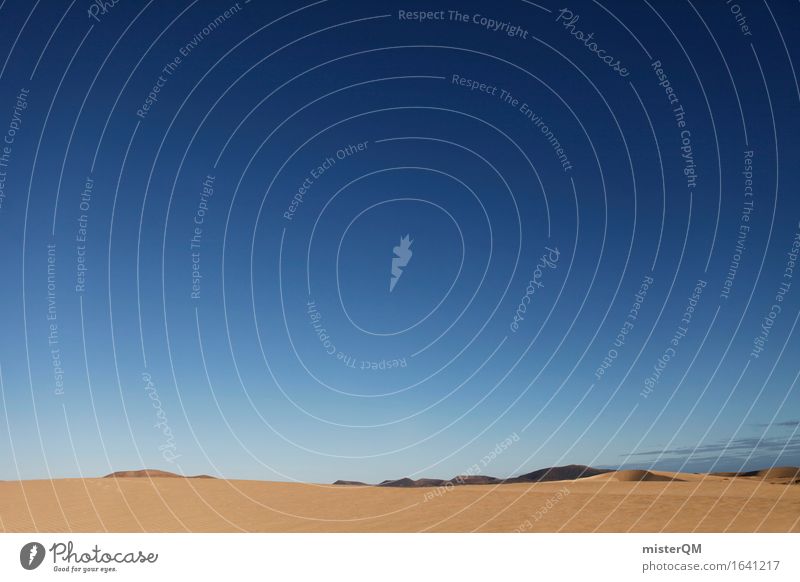 Sandweite I Kunst ästhetisch Wüste Ferne Berge u. Gebirge Fuerteventura Freiheit Landschaft leer Einsamkeit Konzentration Blauer Himmel Farbfoto mehrfarbig