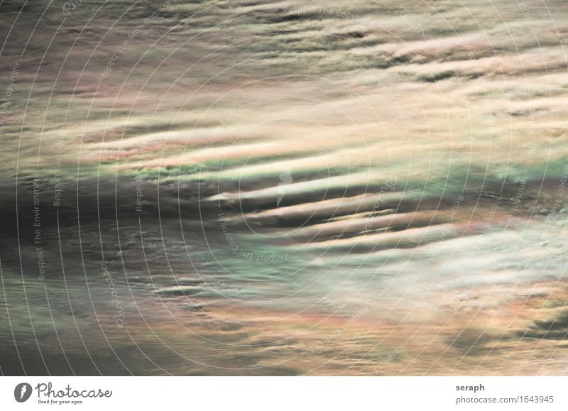 Wolkenbild Cirrus fibratus iridescent Halo Hintergrundbild mehrfarbig Wellen weich Muster Strukturen & Formen Linie Meteorologie Wetter Klima Umwelt