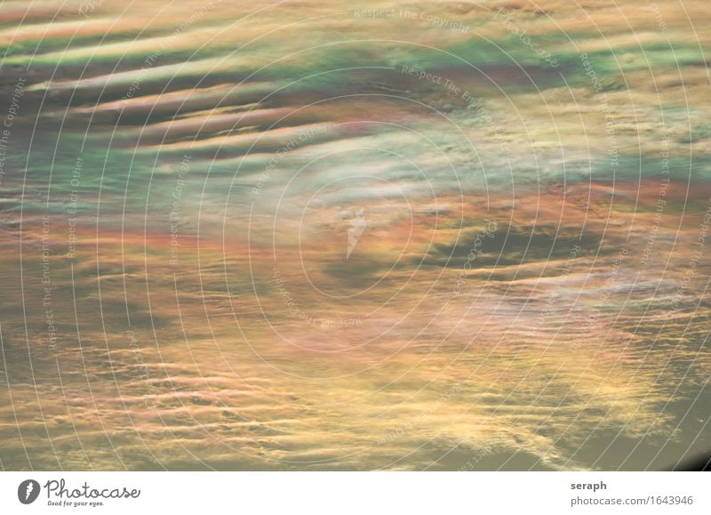 Wolkenlandschaft Cirrus fibratus iridescent Halo Hintergrundbild mehrfarbig Wellen weich Muster Strukturen & Formen Linie Meteorologie Wetter Klima Umwelt