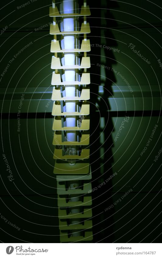 Leuchtstoff Farbfoto Innenaufnahme Detailaufnahme Menschenleer Textfreiraum unten Nacht Kunstlicht Licht Schwache Tiefenschärfe Froschperspektive Bildung