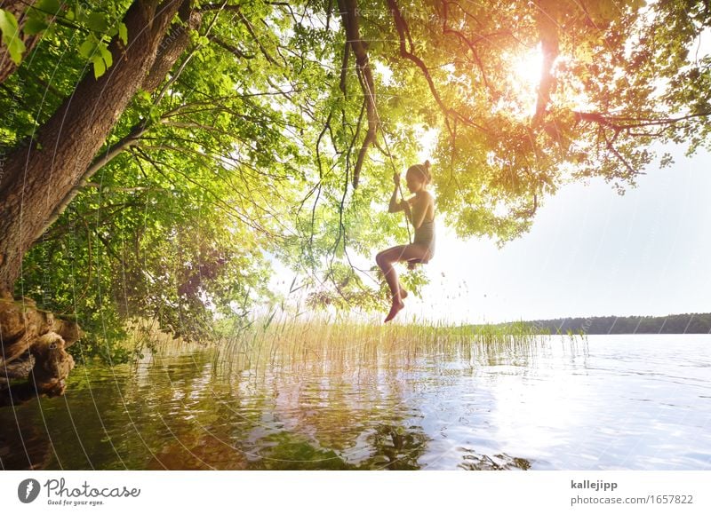 wochenende Schwimmen & Baden Mensch Mädchen Kindheit Leben Körper 1 Umwelt Natur Landschaft Pflanze Tier Wasser Sonne Sonnenlicht Sommer Schönes Wetter Baum