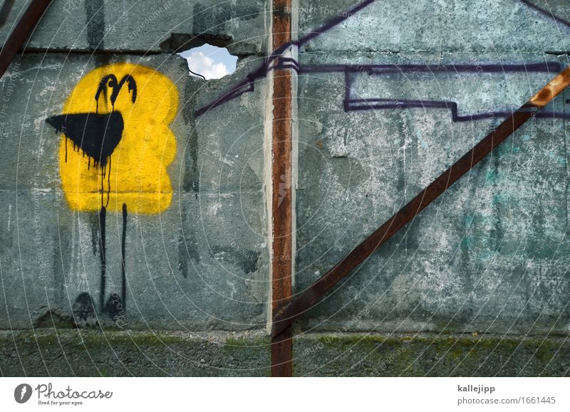 die gedanken sind frei Lifestyle Kunst Gemälde Kultur Subkultur Mauer Wand Tier Vogel Unendlichkeit Graffiti Gedanke Flucht Versteck Traurigkeit Berliner Mauer