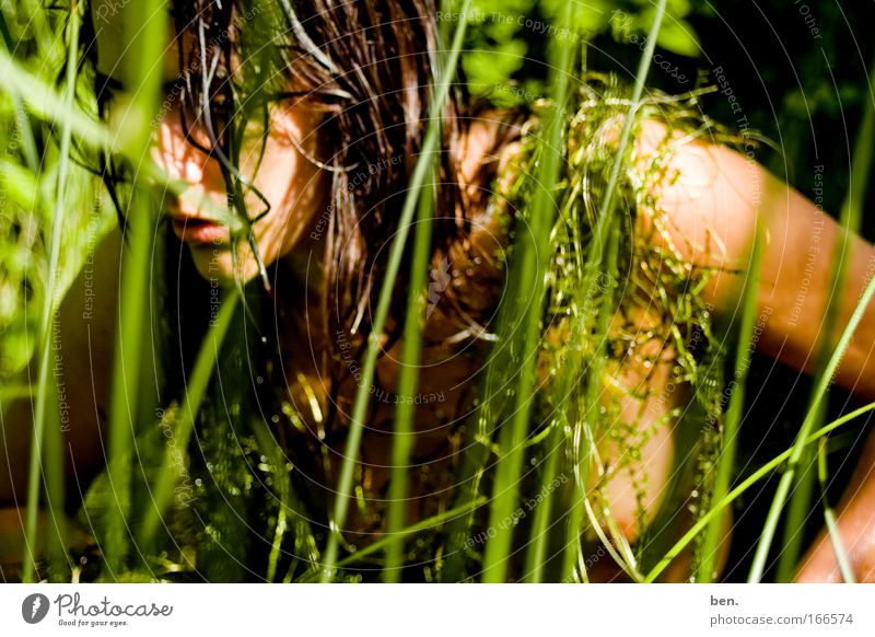 In Natura Farbfoto Außenaufnahme Tag Blick nach unten Ernährung Mensch feminin Junge Frau Jugendliche Erwachsene Kopf 1 18-30 Jahre Umwelt Pflanze Tier