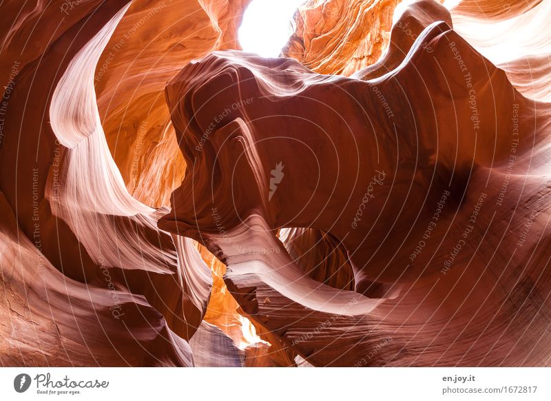 Ausweg Ferien & Urlaub & Reisen Tourismus Natur Felsen Schlucht Antelope Canyon Wüste Page Arizona USA Amerika Nordamerika außergewöhnlich fantastisch orange