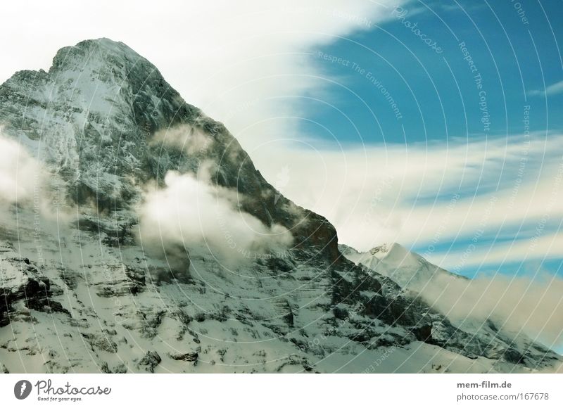 Nordwand Eiger Grindelwald Berner Oberland Schweiz Berge u. Gebirge alpin Alpinismus Todeswand Himmel Wetterumschwung Bergsteigen Berüchtigt steil weisse Spinne