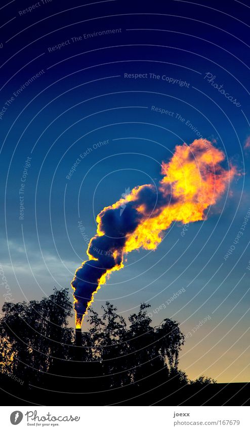Rauchvergiftung Farbfoto mehrfarbig Außenaufnahme Textfreiraum oben Abend Dämmerung Energiewirtschaft Kohlekraftwerk Industrie Umwelt Natur Luft Himmel Klima