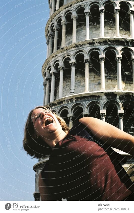 schiefer turm von pisa mit heidi Italien Europa PISA-Studie Turm Freude Neigung Architektur