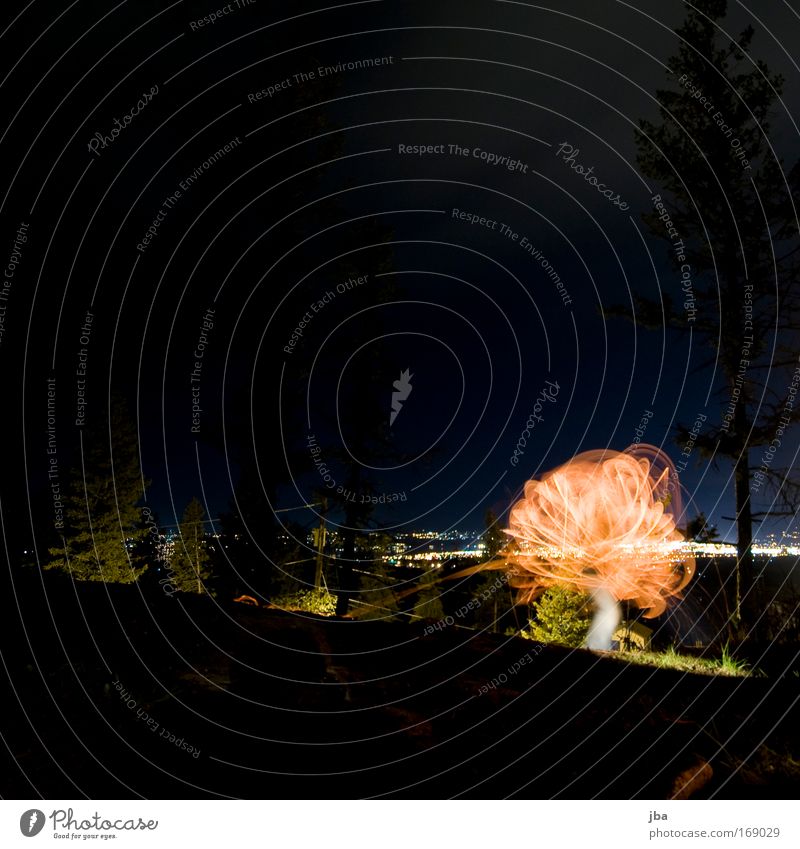 mit Feuer spielen 4 Farbfoto Außenaufnahme Experiment Textfreiraum unten Nacht Licht Langzeitbelichtung Picknick Ferien & Urlaub & Reisen Freiheit Feuerstelle