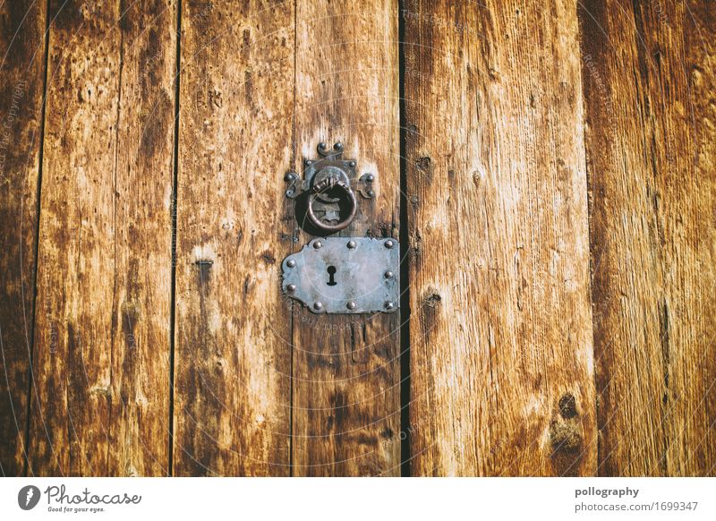 door Kunst Tür Holz Metall Schloss authentisch fest braun grau Gefühle geschlossen Farbfoto Außenaufnahme Nahaufnahme Menschenleer Zentralperspektive