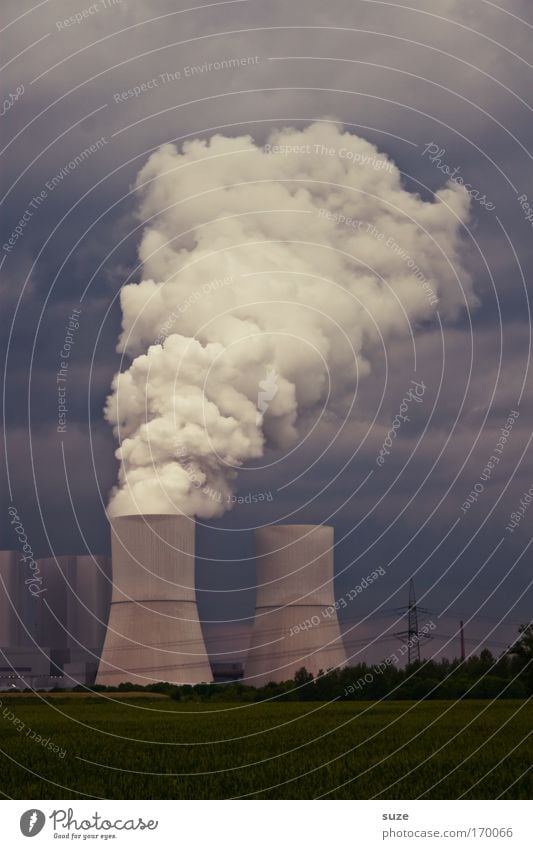 Donnerwetter Farbfoto Außenaufnahme Menschenleer Dämmerung Wirtschaft Industrie Energiewirtschaft Erneuerbare Energie Kernkraftwerk Kohlekraftwerk Energiekrise