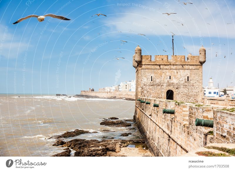 Essaouira: das portugiesische Schloss - Marokko, Afrika Ferien & Urlaub & Reisen Sommer Meer Wellen Landschaft Himmel Küste Kleinstadt Stadt Burg oder Schloss