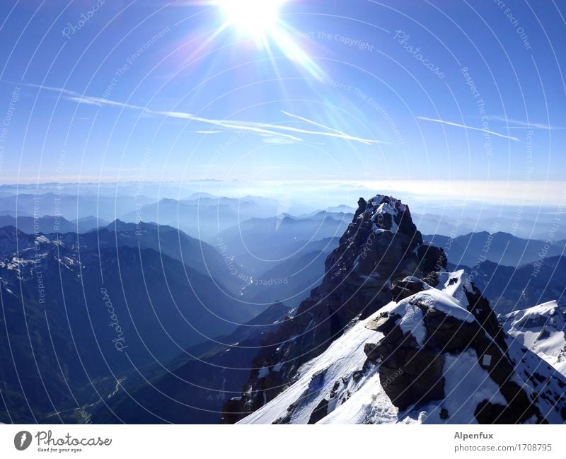 Piemont-Kirsche Klettern Bergsteigen Bergsteiger Seilschaft Umwelt Natur Landschaft Wolkenloser Himmel Schönes Wetter Hügel Felsen Alpen Berge u. Gebirge
