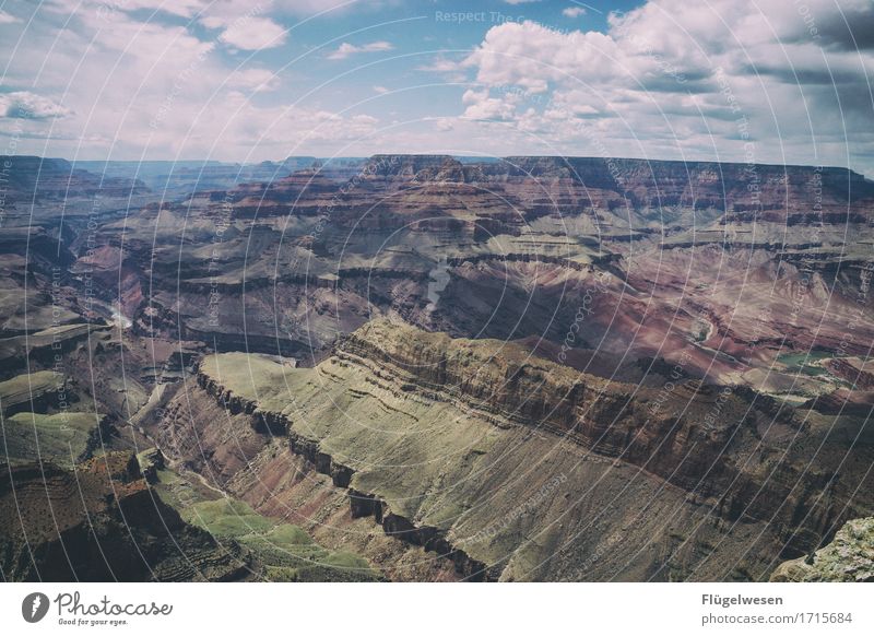 Beautiful Amerika (p) Himmel Wolken Tag Schatten Berge u. Gebirge Grand Canyon USA Landschaft Pflanze Tier Aussicht Ferne Menschenleer Sträucher Vulkankrater